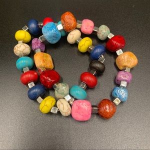 Colorful Rock Bracelet (silver set)